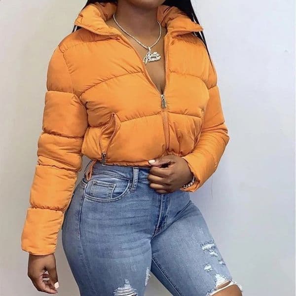 CUTENOVA autumn and winter solid down jacket womens bubble outerwear cropped oversized clothing 240826