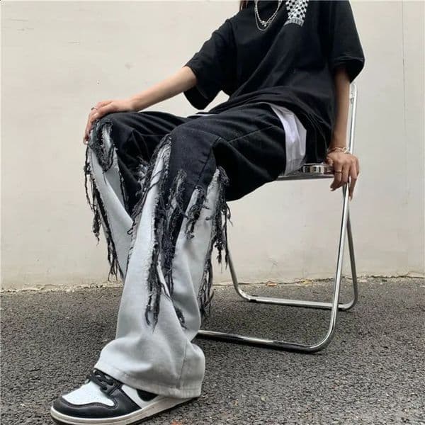 American style retro mens and womens street fashion personalized n straight leg jeans hiphop loose casual pants 240819