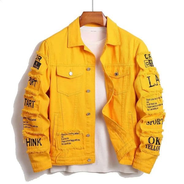 Mens y2k denim jacket jeans clothing patches windproof cotton stretch truck mens letter ner fashion 240828