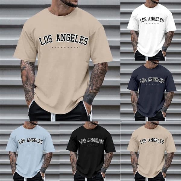 Mens Round Neck Letter Print Casual Short Sleeve T Shirt Plain T Shirt 240530