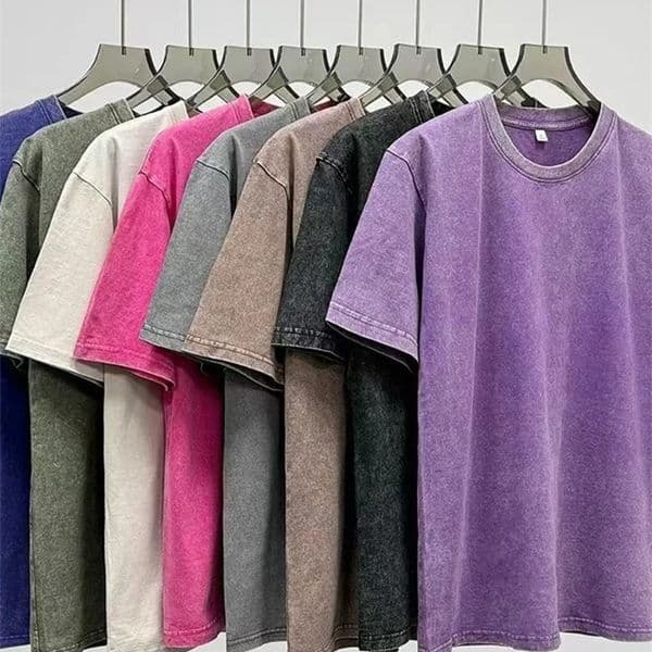 Summer mens washed T-shirt 230G heavy cotton vintage faded oversized unisex basic T-shirt short sleeved loose sports top 250409BJ