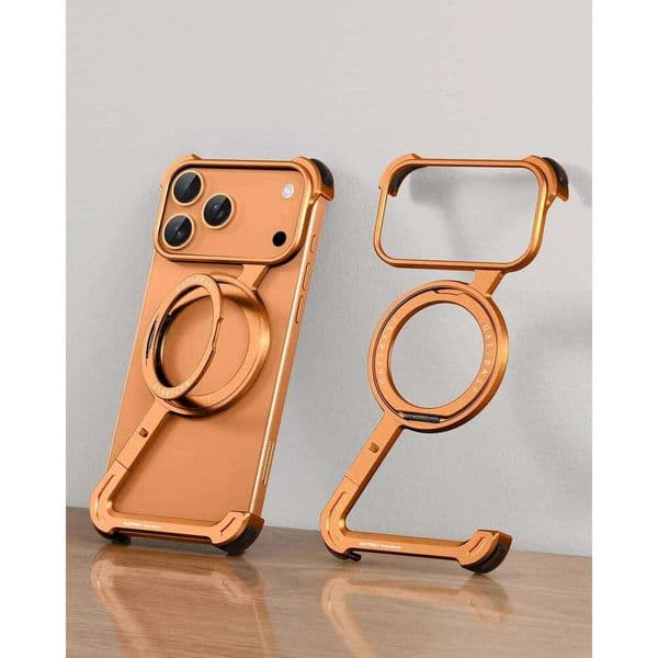 Phone Case for iPhone 17 Pro/Pro Max/17 Air with 360° Rotatable Stand Metal Frameless Magsafe Protective Shockproof