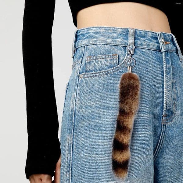Raccoon Tail Aesthetic Purse Charms For Handbags Charm Bag Car Key Chain Women Stuffed Pendant Backpacks