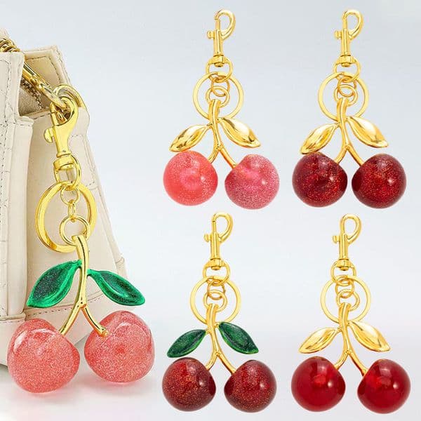 designer Keychains bag charm Cherry Luxury Cherry Bag Pendant Cherry Keychain Handbag Pendant Lanyard u0026 Key Rings Vintage Style Purse 2025 J260330