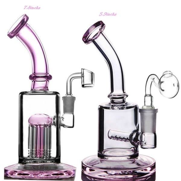 Small Glass Bong Water Pipe Glass Water Bongs Bubbler Hookahs Heady Smoking Pipe Bubbler Percolator Beaker with 14mm