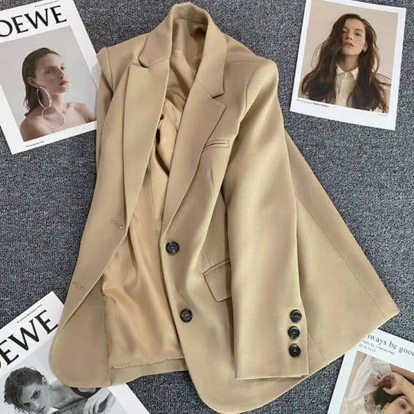 Jacket New in Korean Fashion Small Top Brown Suit Coat Clothes Loose Straight Temperament Slim Blazer for Women Chic dongdumaoyi