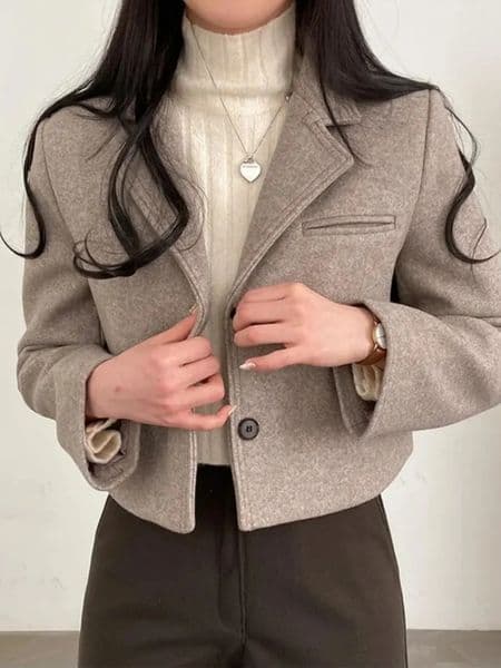 ort Thiened Woolen Coat for Women Winter Sle Retro Single Button Suit Collar Korean Straight Tube pe 250922