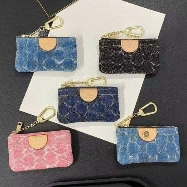 Designer Pendants Luxury Coin Purses Keychains Card Holders Pendants Denim Texture High-quality Keychains Couples' Styles Multiple Colors Available