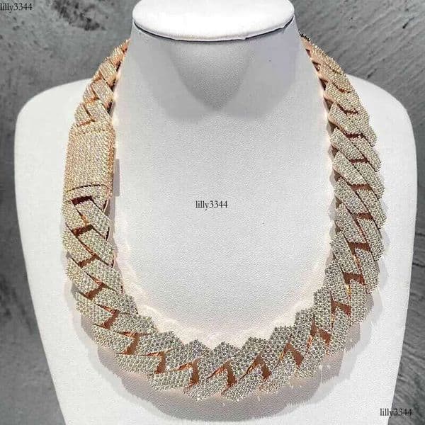cuban link bracelet gold necklace 20mm Width 3 Row hop hip jewelry iced Out moissanite chain necklaces designer gift jewelery chains for men