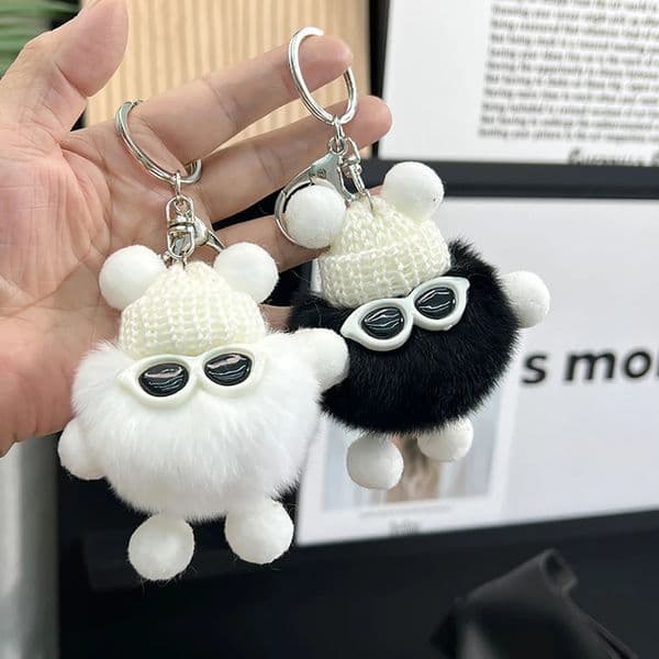 Mini Rex Rabbit Fluffy Key Chains Pom Pon Trinket Hanging Decoration Plush Animal Doll Bag Pendant Auto Keyring Lovely Presents 250922BJ
