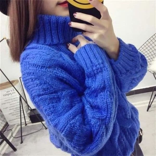 Thicken Twist Turtleneck Sweater Knitwear Womens 2025 Winter Loose Long-sleeve Pullover Warm Short Sweater Casual Tops 241228bjbj