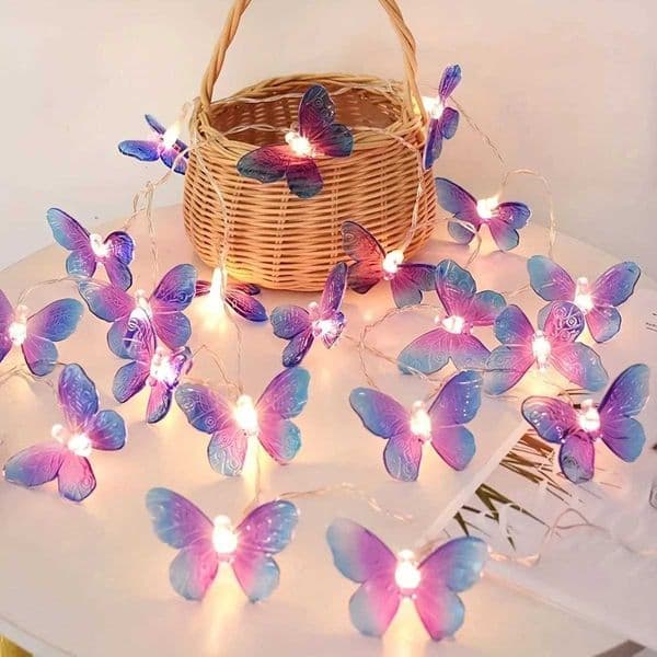1pc 1020 LED Blue Purple Butterfly Fairy Lights Indoor Hanging Decorative Lamp Battery Powered For Home Party Festival Decor W250925