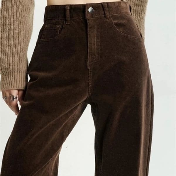 Womens Brown Baggy Corduroy Pants Vintage Y2k Straight Pants Harajuku Aesthetic Oversize High Waist Trousers 2000s Clothes 2024 241228bjbj