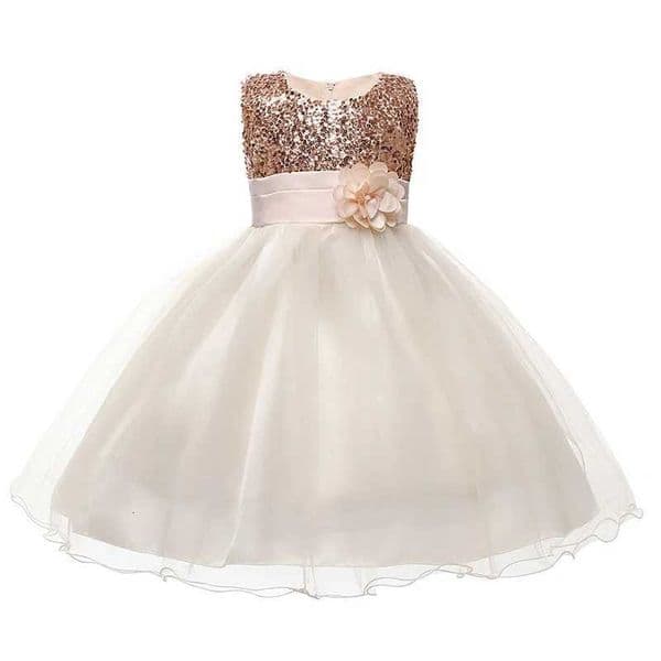 Children Girls Sleeveless Sequins Tulle Princess Dress For Flower Kids Birthday Wedding Party Pageant Communion Elegant Gown Z250926