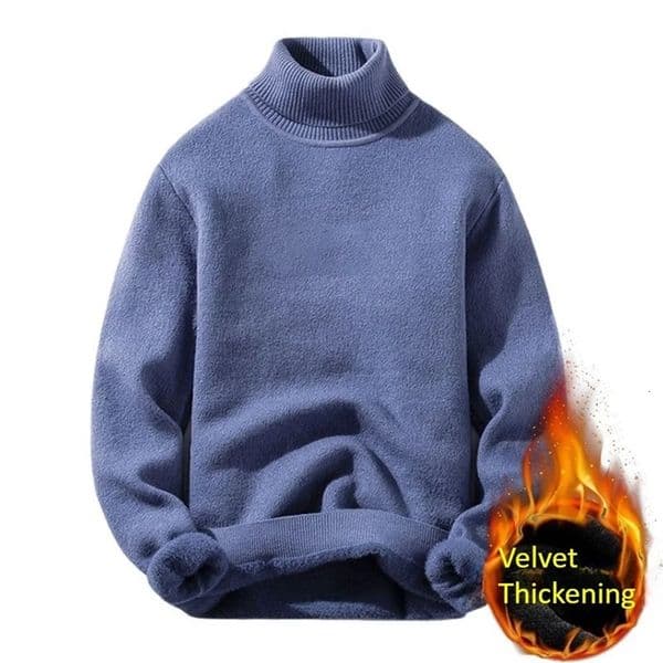 Mens wool high neck sweater winter thick solid color knitted cold proof warm casual floral bottom sweater 5XL 241017bj