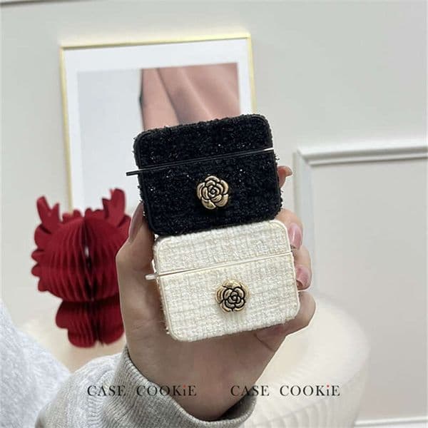 Camellia Apple 1/2 Generation Tweed Earphone Protective Case Soft Shell Compatible with Pro2