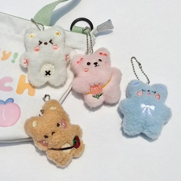 Hobbies Plush Bear Shaped Keychain Blue Pink White Pink Mini Key Pendant Plush Doll Pendant 250922BJ