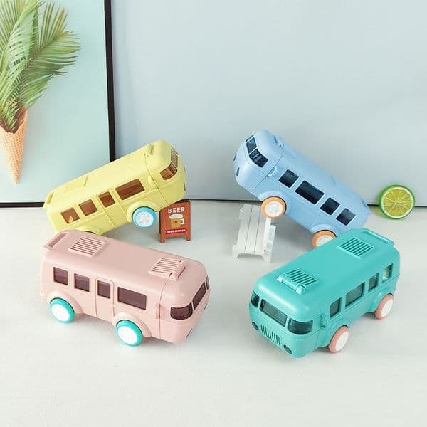 Bus-Shaped Children's Straw Cup Tritan Plastic Cup Portable Outdoor Pop-Up Lid Cup Wholesale