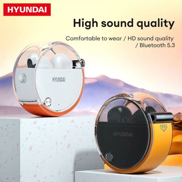 HYUNDAI Wireless Bluetooth Earphones HY-T05 TWS HD Call Headset HiFi Sound Music Earbuds Portable Sport Headphones