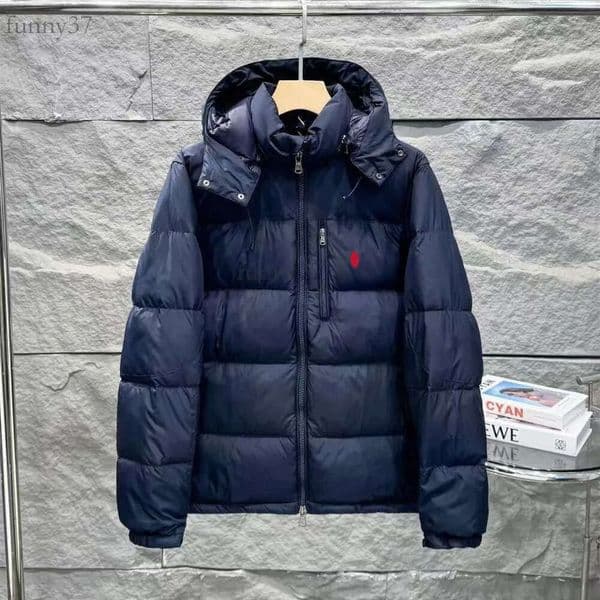 Ralf Luren Glossy Puffer Jacekt Mens Luxury Down Coat Thickening Warm Detachable Hood Parka Windbreaker Embroidery Pony Doudoune Luxe Femme Polo Jackets 12A