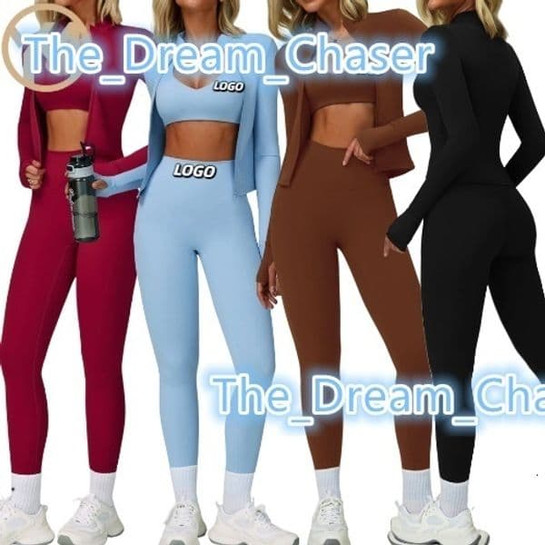 Yimo Women Nude Feeling Stand Neck Jacket Yoga Bodysuit Lady Shockproof Crop Top Gym Set Female Hip Lift Slim Pants Sports Suit