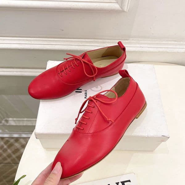 Lise Perforated Triomphe Richelieu In Lambskin 365295175C Ladies Perforated Logo Board Shoes Womens Lace up Loafers Designer Boat Shoes Leather Sole Sizes 35-41
