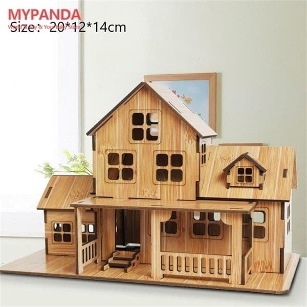 3D Puzzles Wooden Jigsaw Architecture DIY House Villa Kids Boys Girls Educational Paper 230407bj
