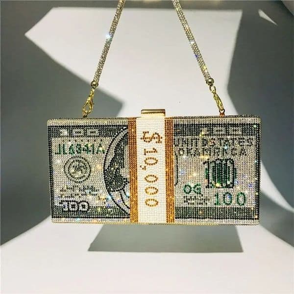 Creative Fashion Money Clutch Wallet Stacked Cash Bag Evening Handbag Shoulder Wedding Dinner 240723Zl