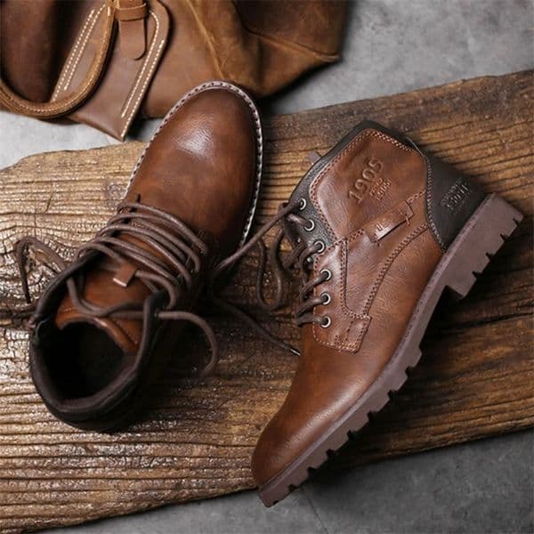 Vintage Men Boots Autumn Winter Shoes High Quality Mens Leather Boots Side Zipper Mens Ankle Boots Large Size 39 48 240718
