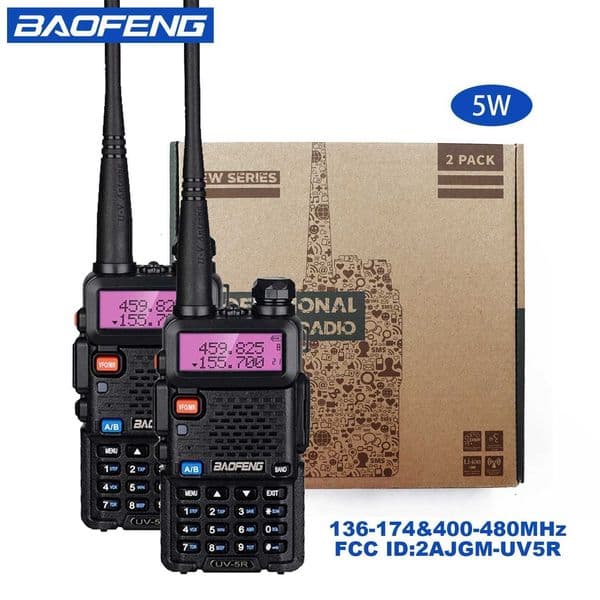 2pcs BAOFENG UV5R 5W 8W High Power Dual Band Two Way Radio Long Range Handheld Portable Walkies Talkies For HuntingXJ250928