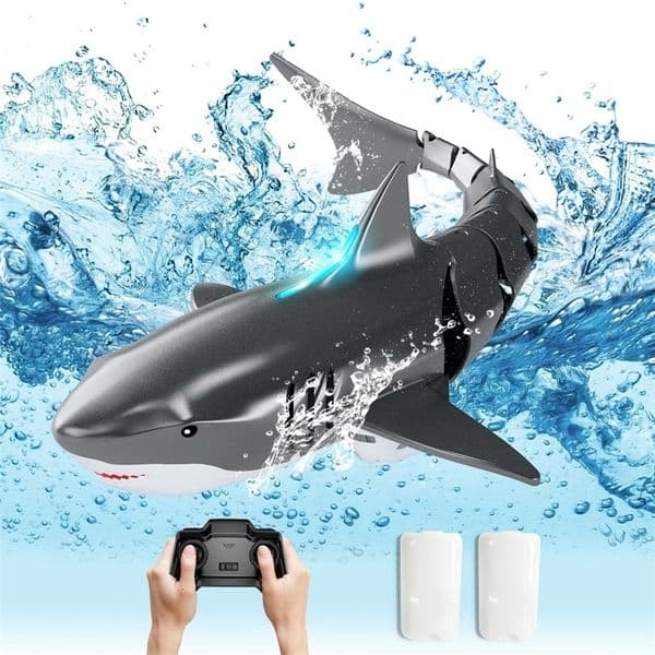 Remote Control Shark Pool Toys for Kids Age 8-122.4Ghz Waterproof RC BoatToy Shark with Light for 60 Mins PlayToy Accessories 250605bj