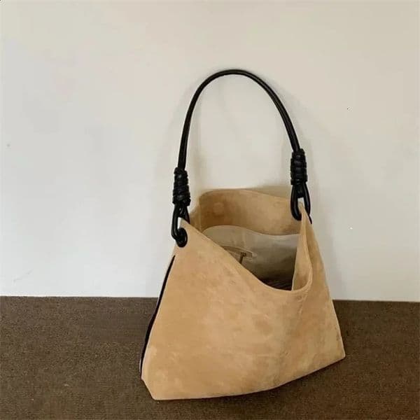 Large Capacity Retro Suede Bucket Bag for Autumn and Winter Handbags Women Tote 240813ZY