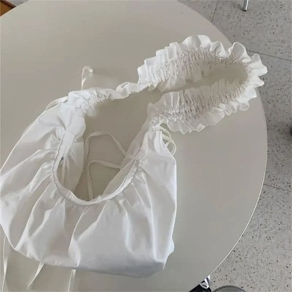 Pleated Womens Shoulder Bag Korean Style Solid Color Large Capacity Fashion Purse Simple Crossbody Bags for Girls 240820ZYl