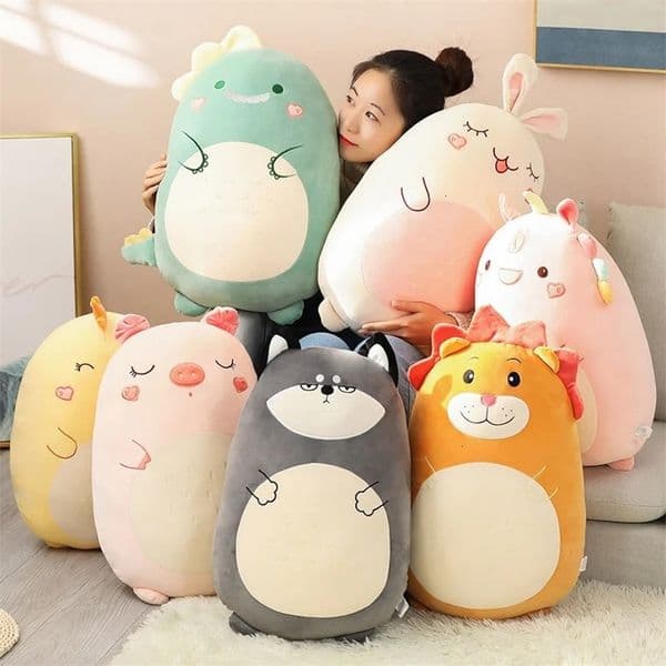 45/60CM Squishy Toy Kawaii Animal Fat Dinosaur Shiba Inu Dog Toys Cute Rabbit Doll Girls Bed Sleeping Cushion 250507bj
