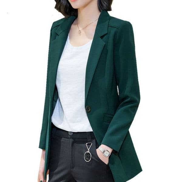 Blazer Feminino Suit Jacket Women Long-sleeved Green Coat Ol Long Solid Color 4XL Large Size White Suit Blazer Mujer YZH809882 201102