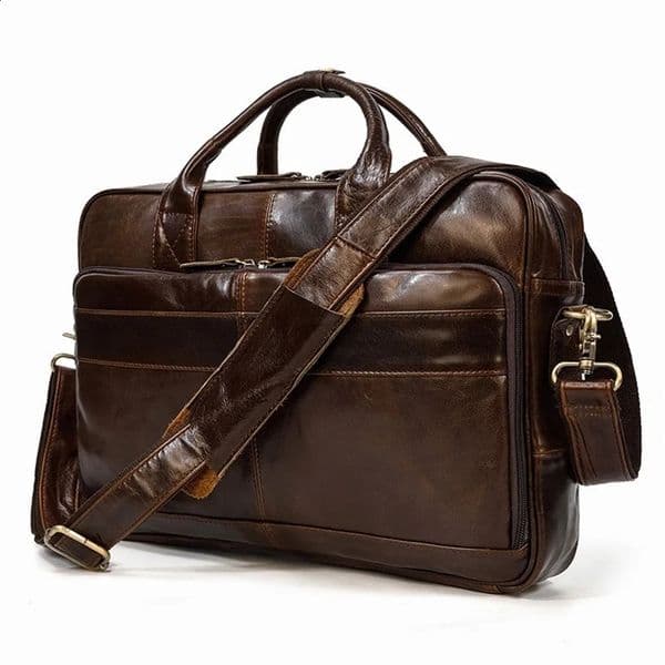 Travel Laptop Bag for Men Large Genuine Leather Handbag Male Business Briefcase Fashion Real Cowhide Computer Shoulder 240824ZY