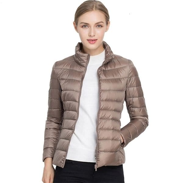 Johnature Women Coat Autumn Winter 90% White Duck Down Jacket 16 Colors Warm Slim Zipper Fashion Light Down Coat 211108