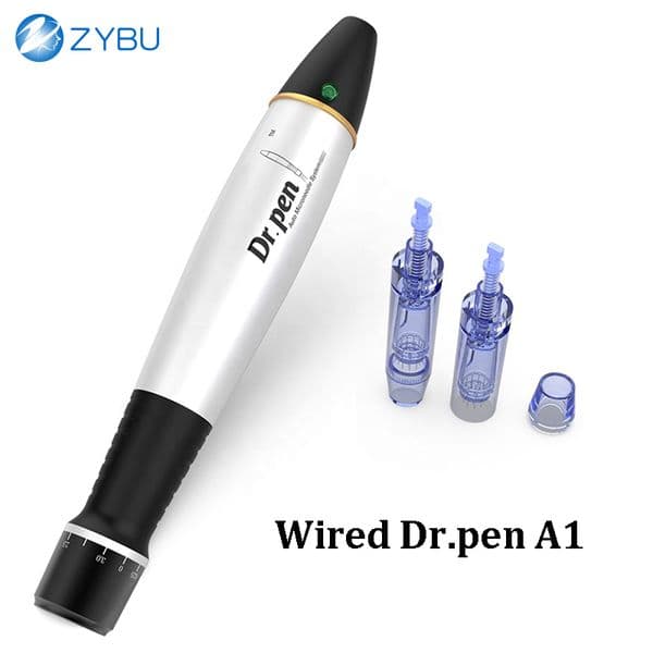 Electric Dr.Pen A1-C Plug in Dermapen with 2 Pcs 12 Pins Cartridges Needles Mesotherapy Machine Wired Derma Pen Microneedling Therapy Skin Care MTS Tool