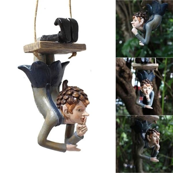 Decorative Objects Figurines Garden Hanging Elf Ornaments Home Decor Figurine for Patio Fence Yard Tree Holiday 231216wtt