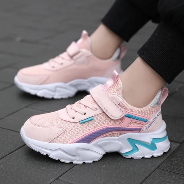 Lovely Girls Pink Sneaker Outdoor Breathable Mesh Flat Sport Shoes Fashion Kids Casual School Walking Shoe Antislip 250922BJ
