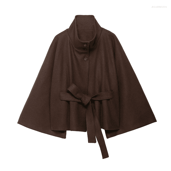 Women's Jackets 2026 Autumn Jacket Fashion Woolen Fabric For Women Long Sleeve Belt Coat Casual Loose Lady Outerwear