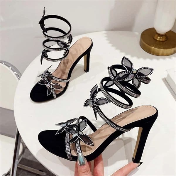 Eilyken Fashion Peep Toe Butterfly Thin Heels Sandals Women Elegant Party Dress Summer Ladies Shoes Zapatillas De Mujer 250320