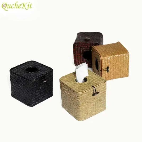 Vintage Handcraft Rattan Tissue Box Seagrass Napkin Holder Tissue Holder Roll Paper Wicker Woven Tissue Box Organizer Home Decor X251011