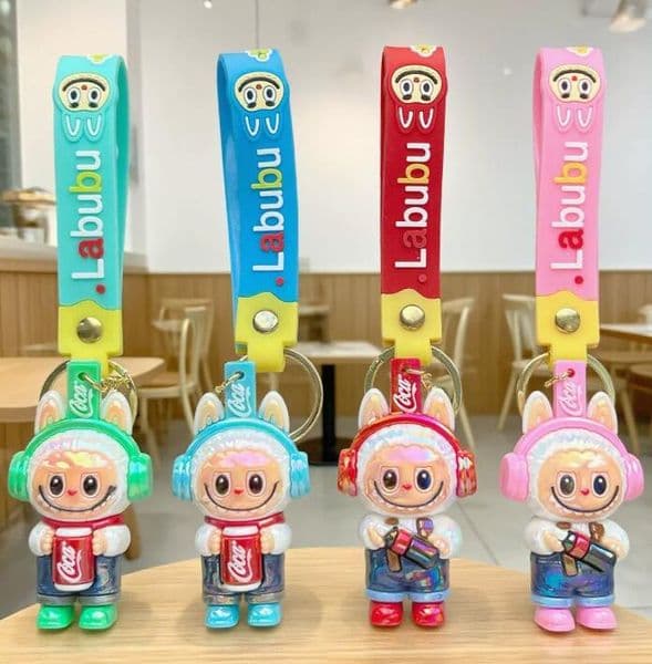 STOCK Creative Colorful Cloth Electroplating Cola Labubu Pendant Trendy Play Blind Box Doll Car Keychain Z 9.26-1 Free Shipping