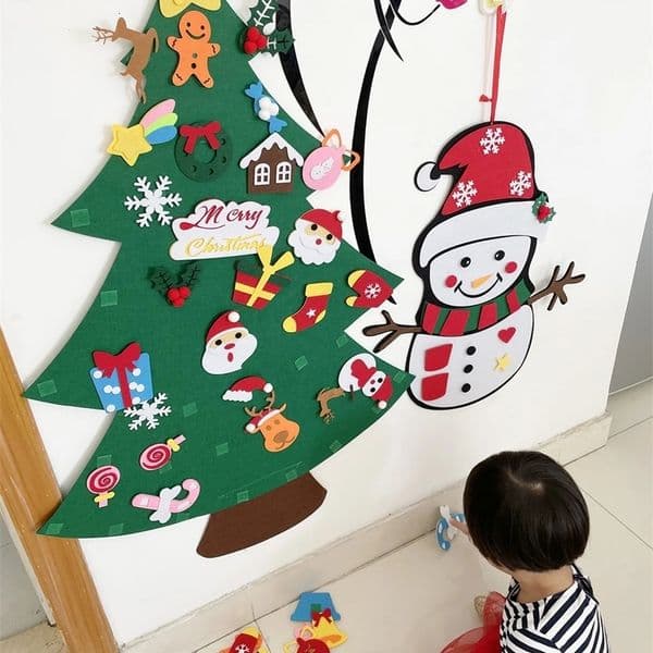 32 pieces of baby Montessori toys DIY felt Christmas tree childrens busy chessboard Christmas tree gift boys and girls door decoration 241111bj