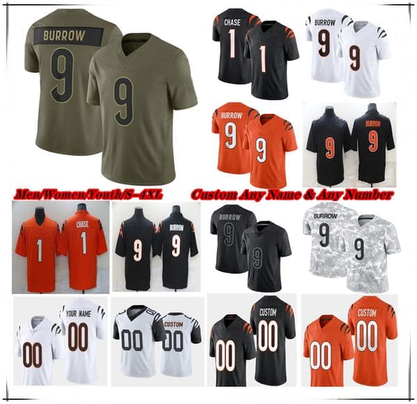 Joe Burrow Jake Browning Football Jersey Chase Brown Ja'Marr Chase Tee Higgins Noah Fant Samaje Perine 27 Battle Logan Wilson Trey Hendrickson Tahj Brooks Gesicki 4XL