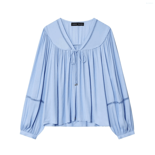 Women's Jackets Tidalyf 2025 Woman Fashion Tops V-Neck Embroidery Edge Lace Up Long Sleeves Folds Outwear Elegant Chic For In Autumn