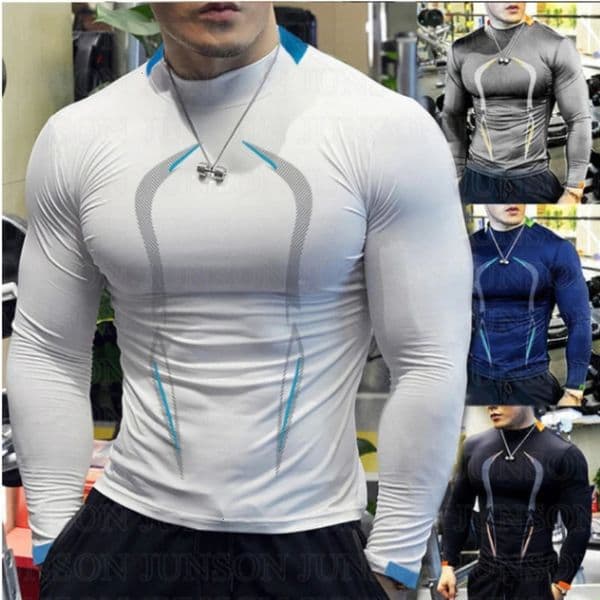 Men Running Gym Shirt Long Sleeves Quick Dry Breathable Fitness Training Exercise Bodybuilding Clothes Sport T 241018