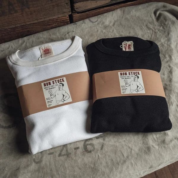 Non Stock Heavyweight Waffle Knit Long Sleeve TShirt Mens Base Layer Thermal Shirt 241108