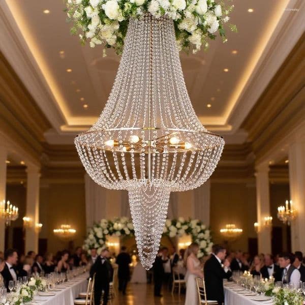 Party Decoration Luxury Wedding Crystal Chandeliers Outdoor Stage Event Decor | Centerpiece Background Lighting For Ceremony